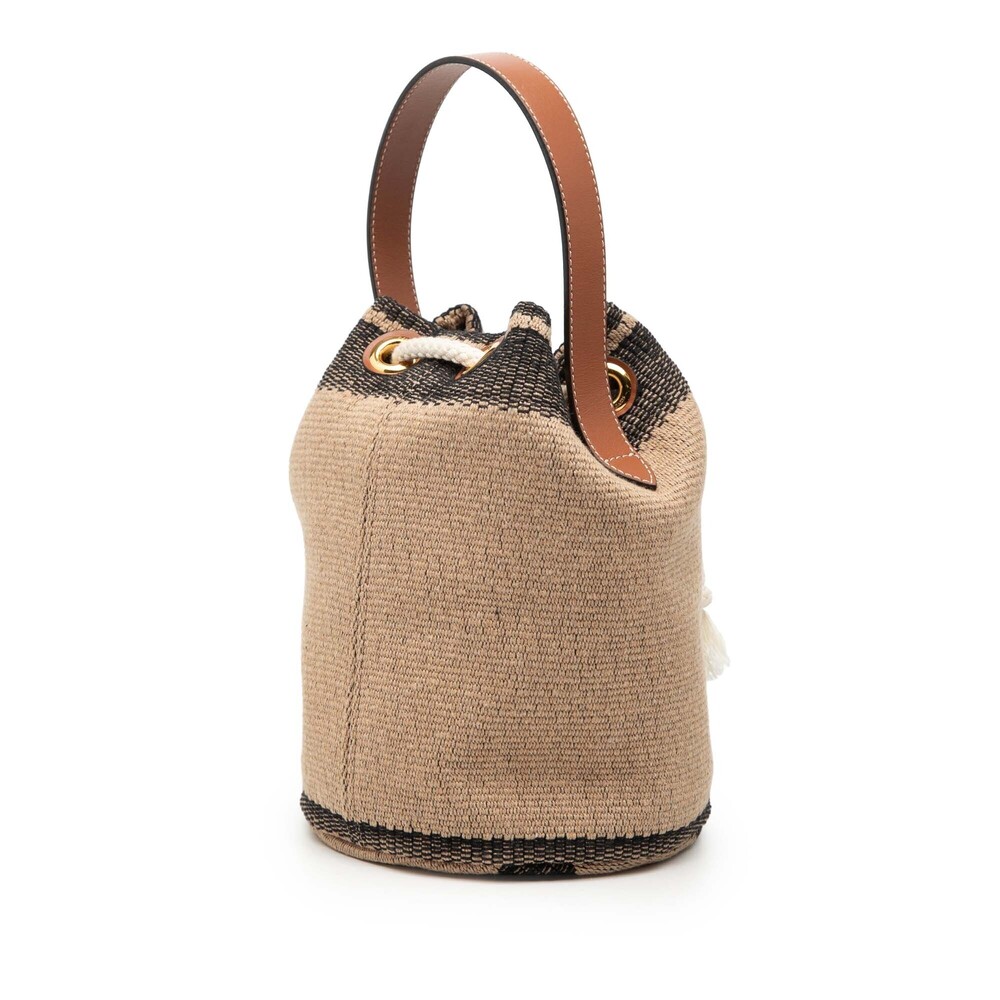 Pre-Loved Celine Small Triomphe Raffia Drawstring Bucket Bag - Picture 2 of 8